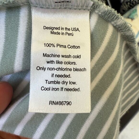 The Company Store Green Striped Robe. 100% Pima Cotton. Size S. - Picture 4 of 5
